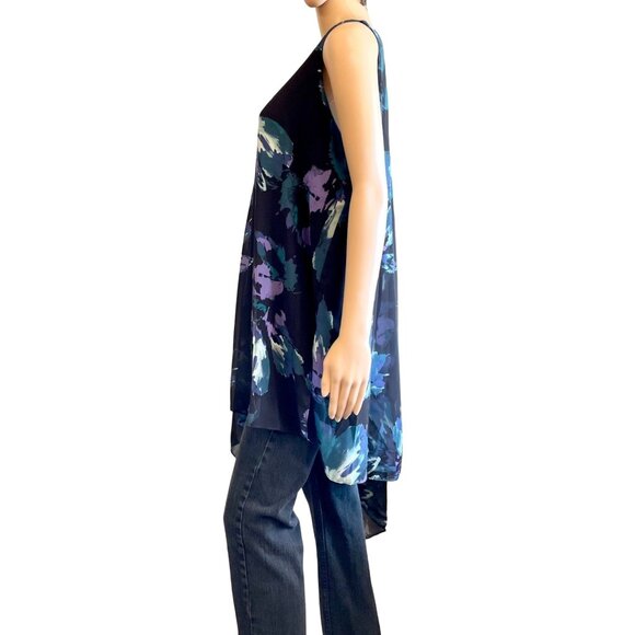 V by Vanessa Williams Asymmetrical Womens Flutter Blouse Sz 1X Floral - Picture 4 of 11